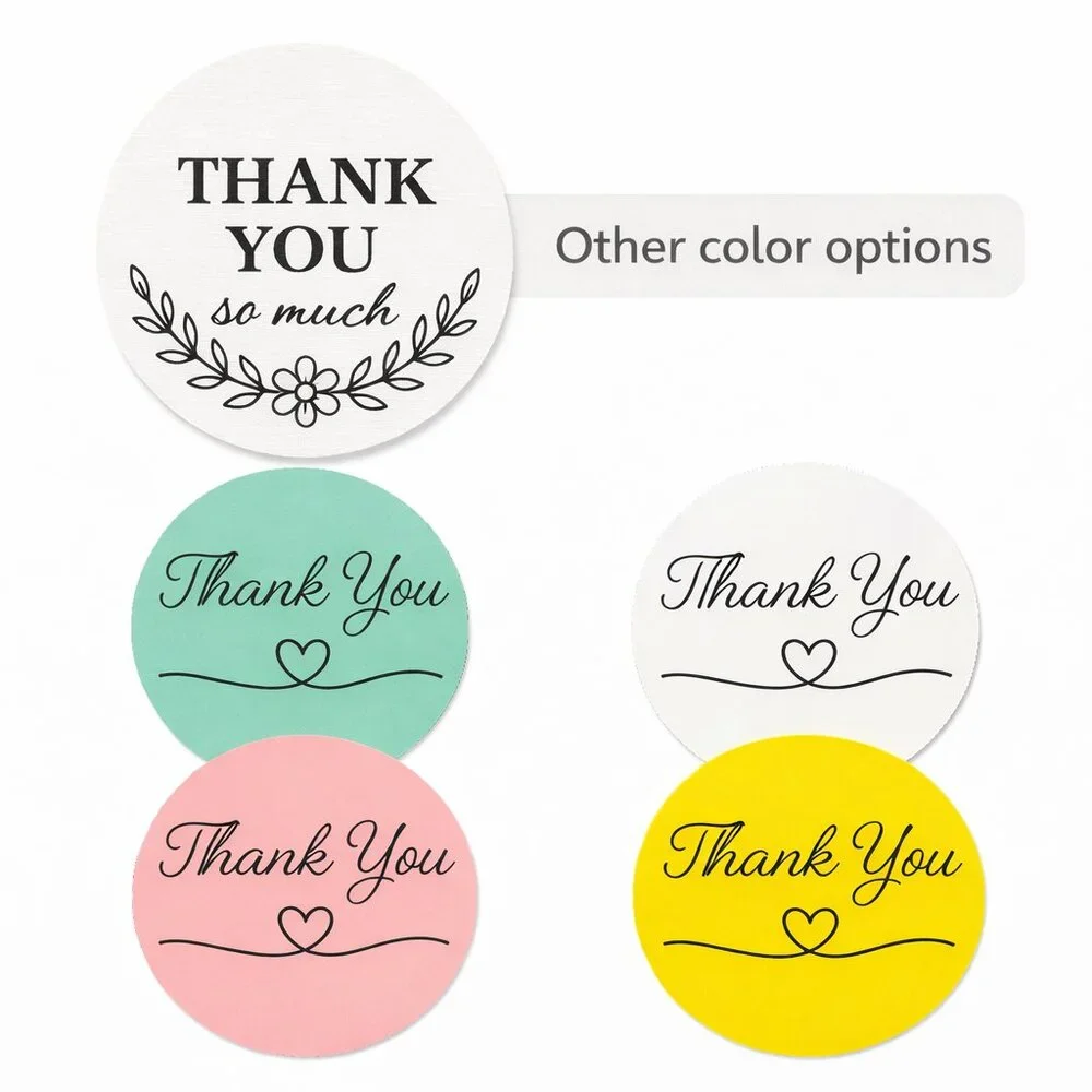 200 White 2inch Minimalist Thank You Stickers Matte Small Business Packaging